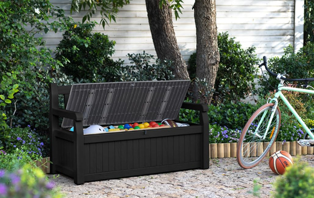 Keter Eden Bench 265L Outdoor 60% recycled Garden Furniture Storage Box