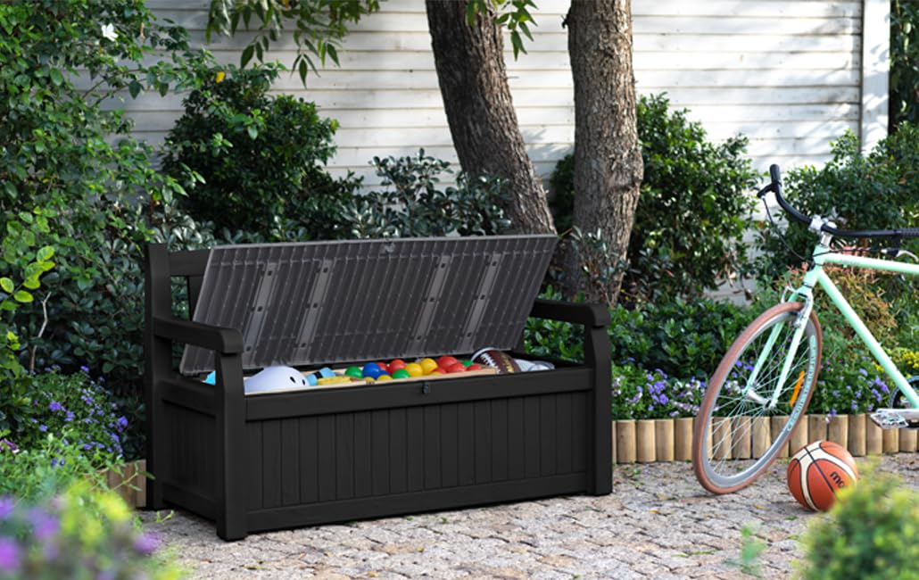 Keter Eden Bench 265L Outdoor 60% recycled Garden Furniture Storage Box