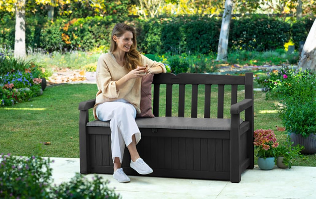 Keter Eden Bench 265L Outdoor 60% recycled Garden Furniture Storage Box