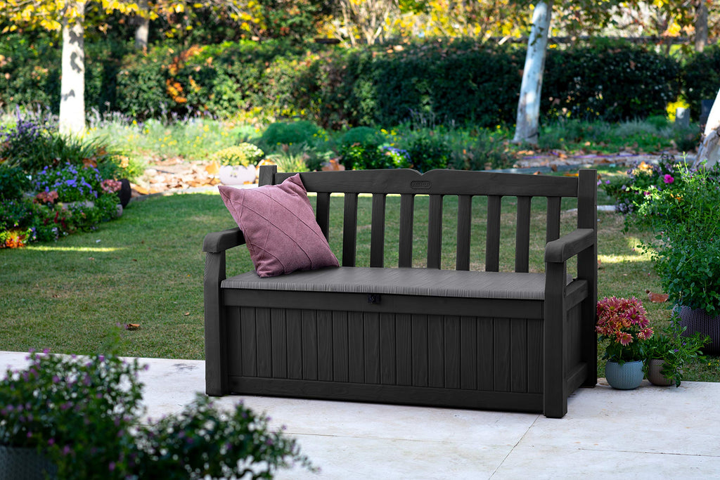 Keter Eden Bench 265L Outdoor 60% recycled Garden Furniture Storage Box