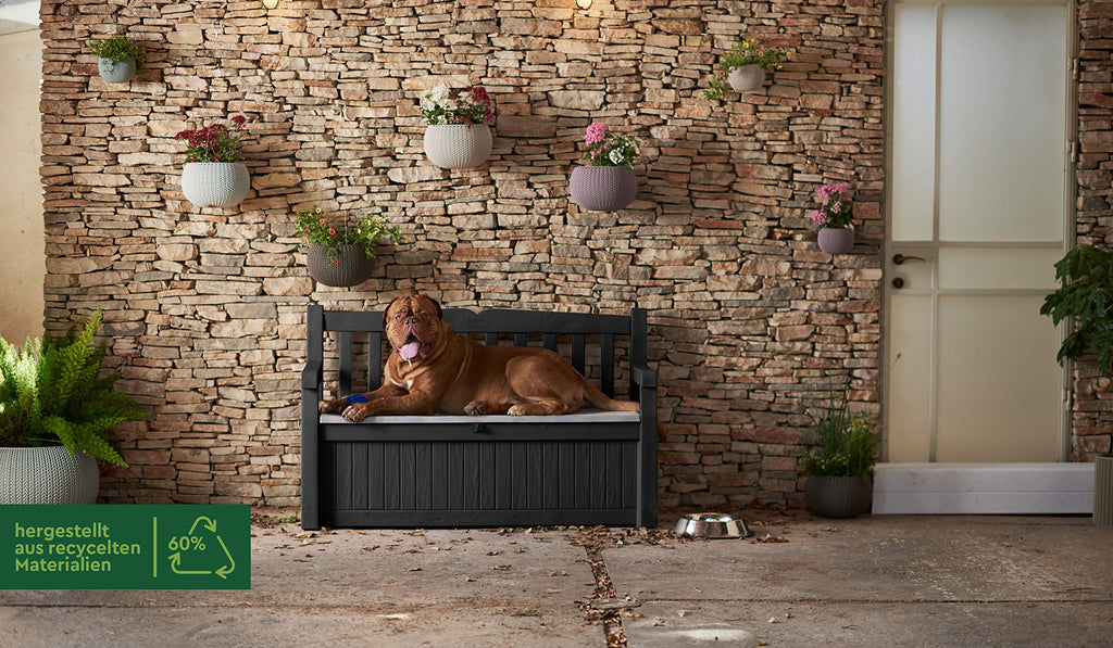 Keter Eden Bench 265L Outdoor 60% recycled Garden Furniture Storage Box